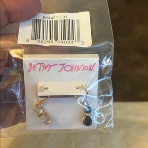 Betsey Johnson Gold and Black Cat Earrings